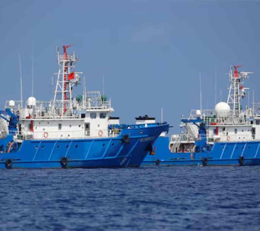 Chinese vessels are pictured at the disputed Scarborough Shoal