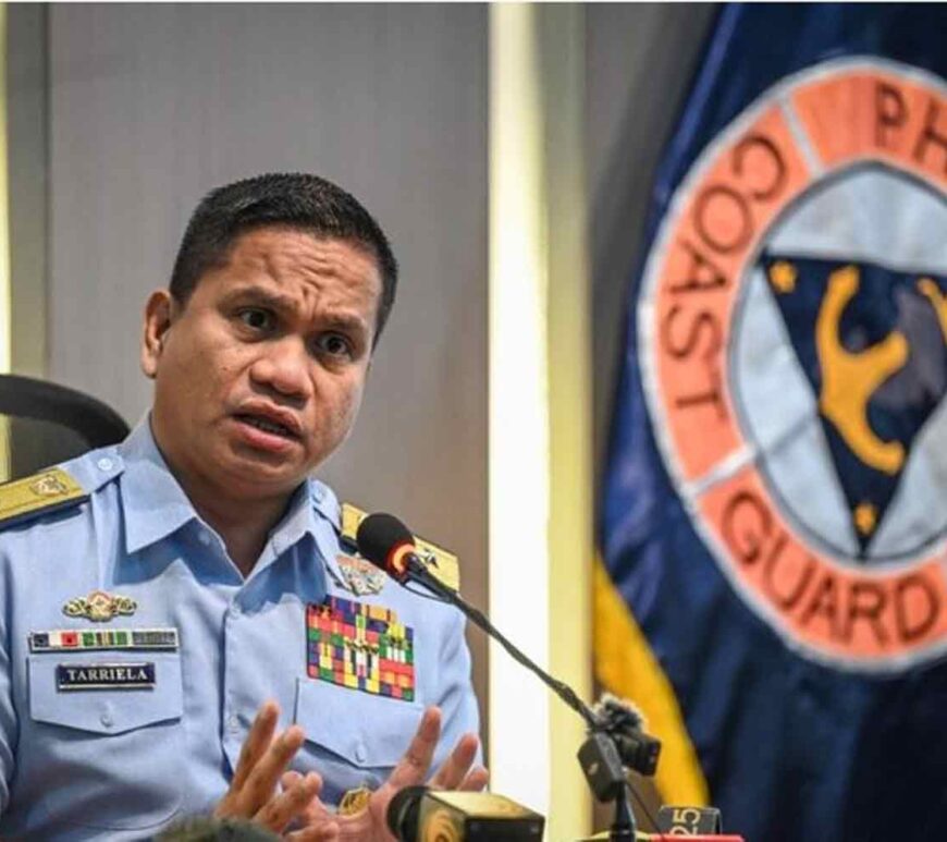 Commodore Jay Tarriela, Philippine Coast Guard spokesperson for the South China Sea, speaks during a press conference in Manila