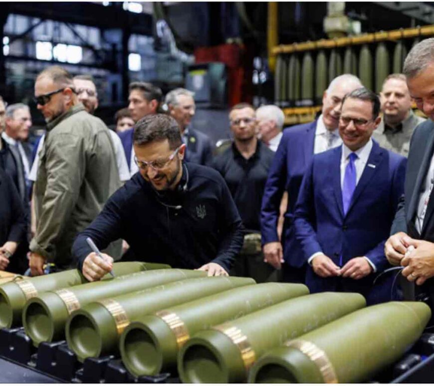 Ukraine's President Volodymyr Zelenskiy visits the Scranton Army Ammunition Plant in Scranton, Pennsylvania, U.S