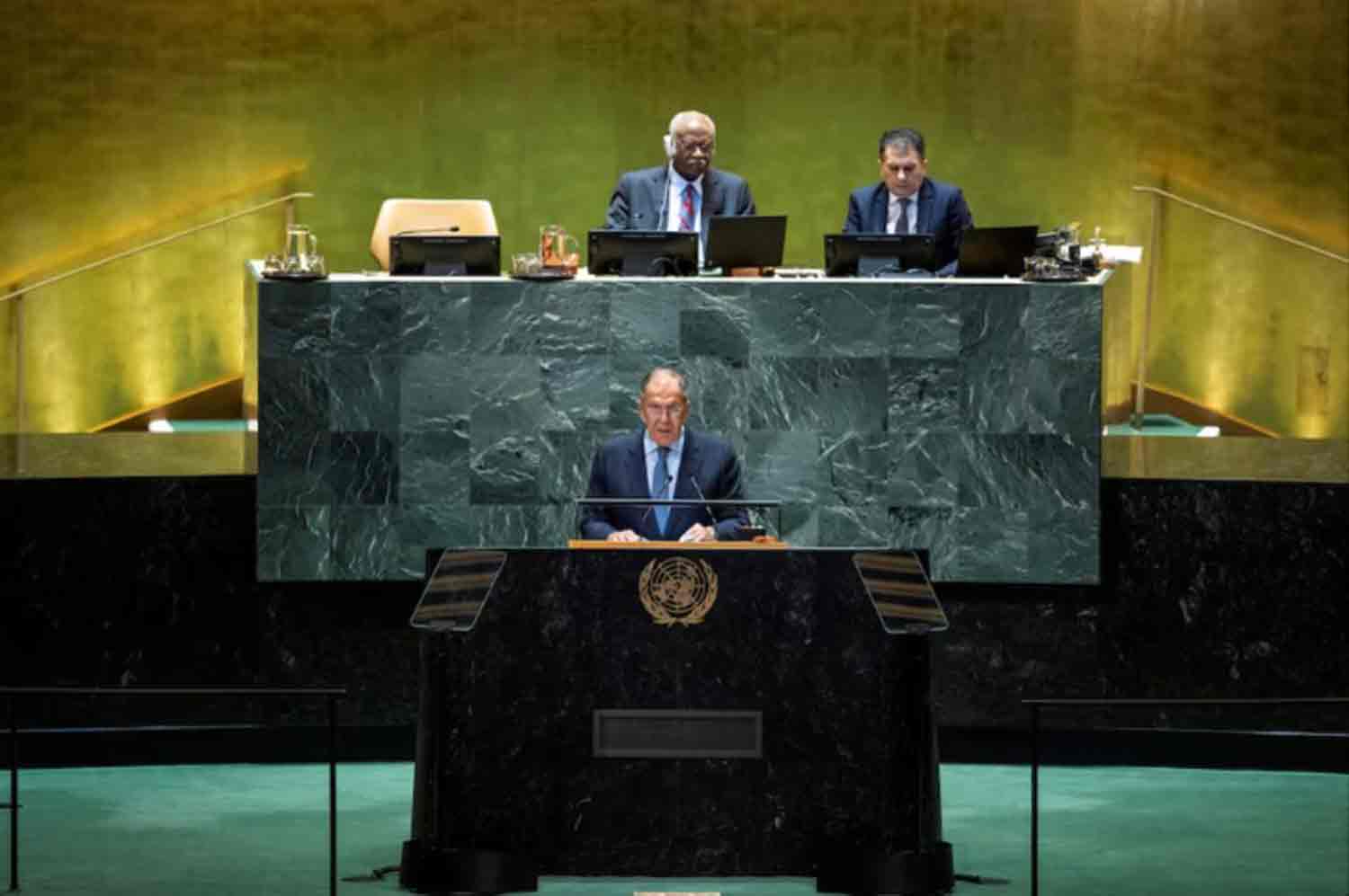 Sergei-Lavrov Russian Foreign Minister Sergei Lavrov addresses the 79th United Nations General Assembly at U.N. headquarters in New York