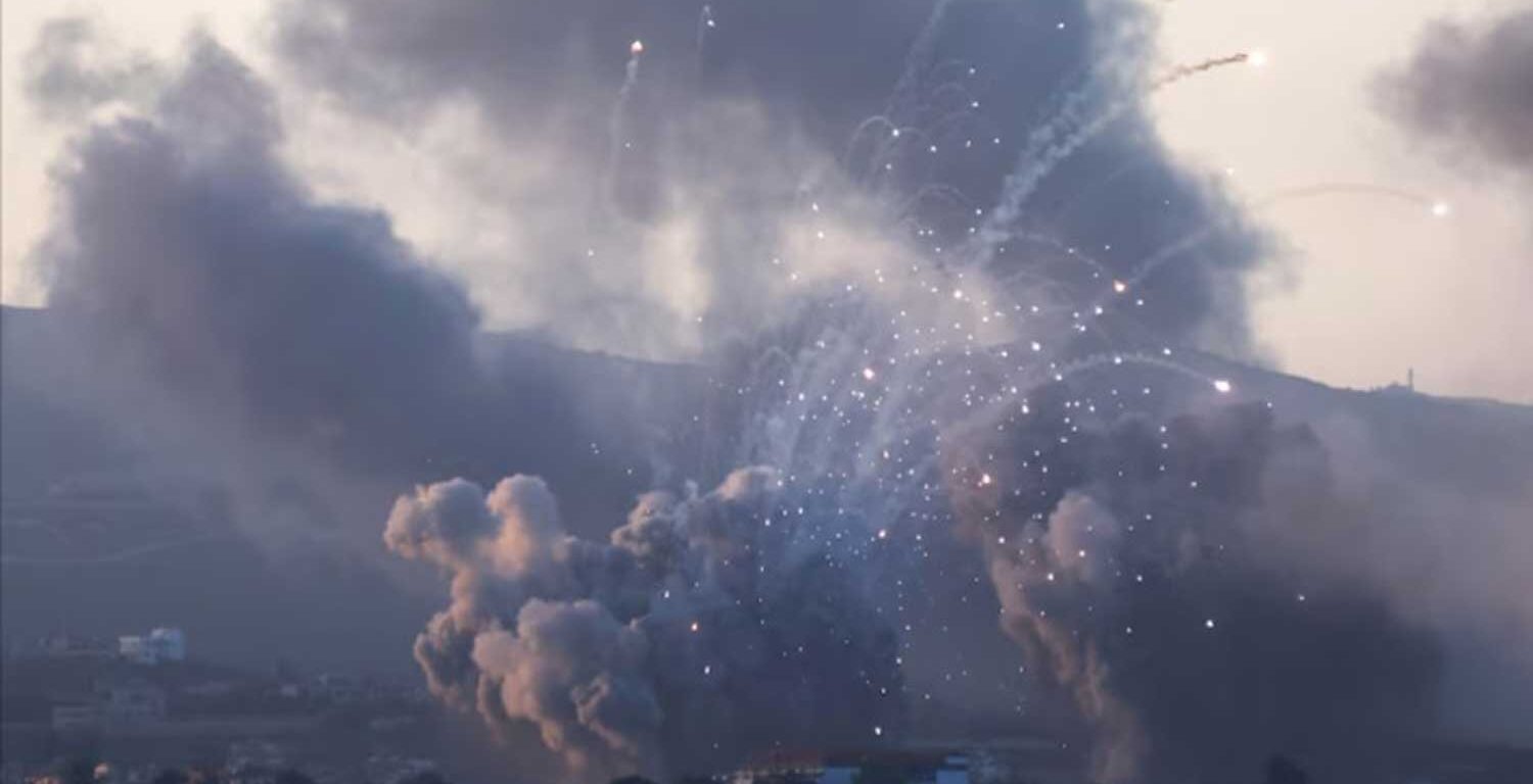 Smoke billows over southern Lebanon following Israeli strikes.