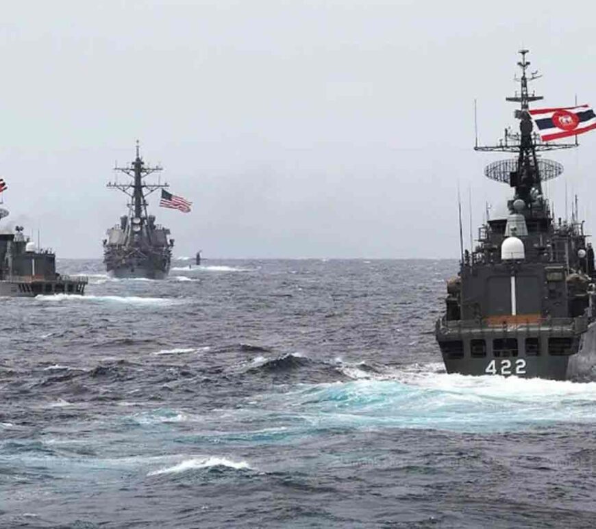 US and Thai naval vessels take part in joint maneuvers in the first-ever US-ASEAN AUMX joint exercises