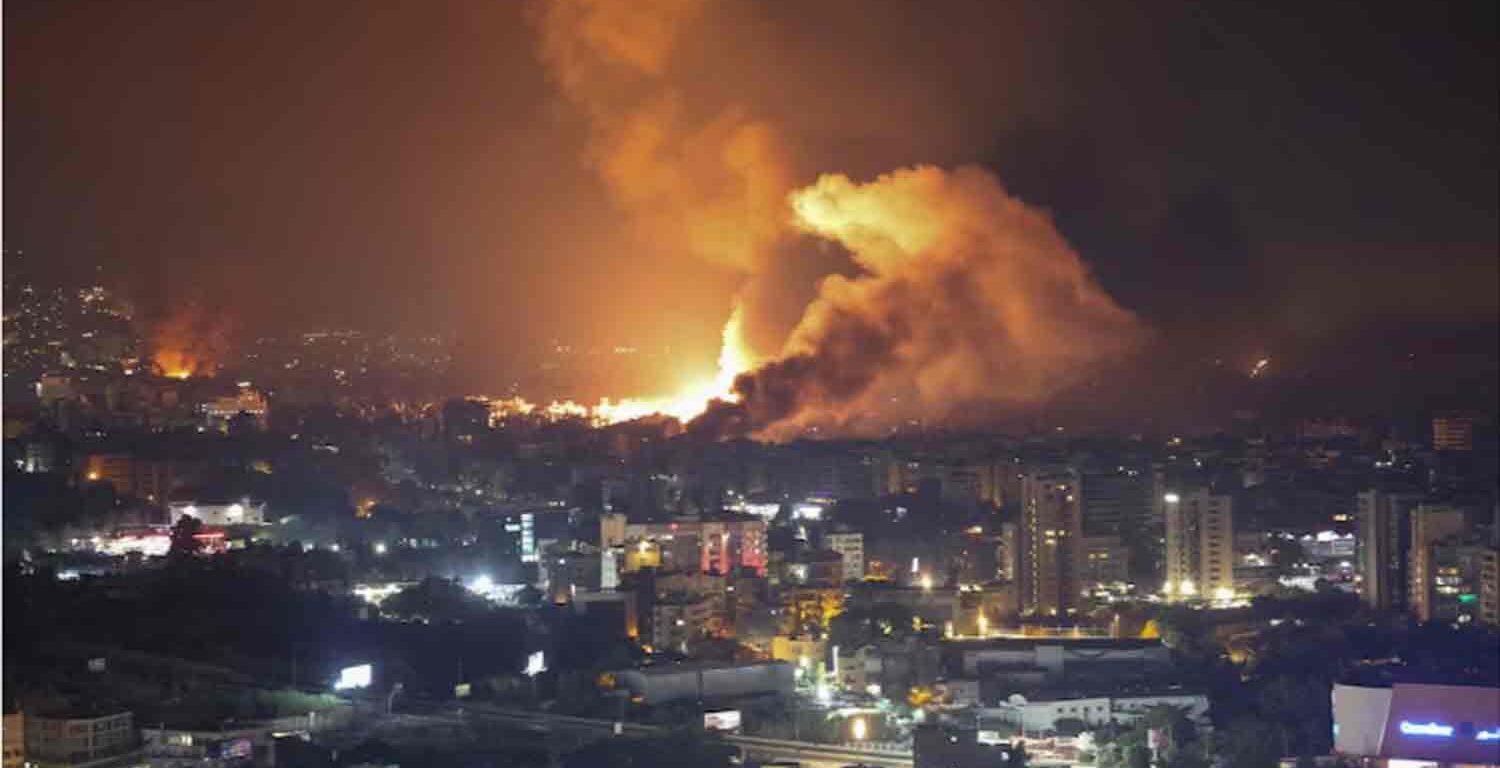 Smoke billows following Israeli strikes over Beirut's southern suburbs, amid ongoing hostilities between Hezbollah and Israeli forces