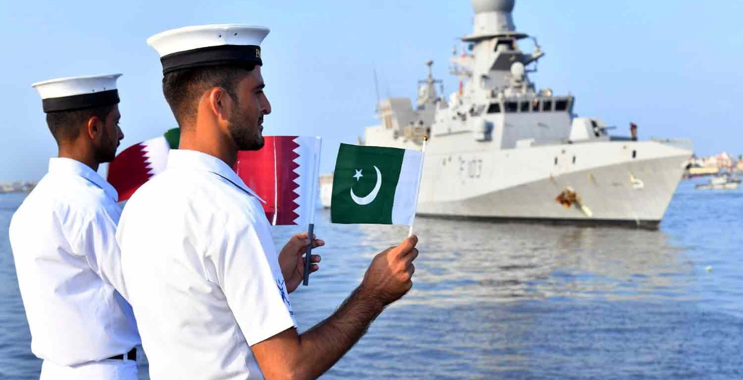 Qatar's naval warship arrived in Karachi to participate in Al Khor exercises