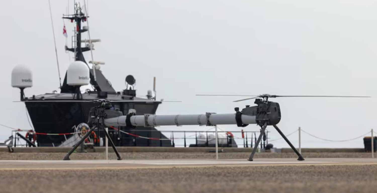 A view of Rotron uncrewed aircraft on deck prior to take off during exercise REPMUS24 in Portugal.