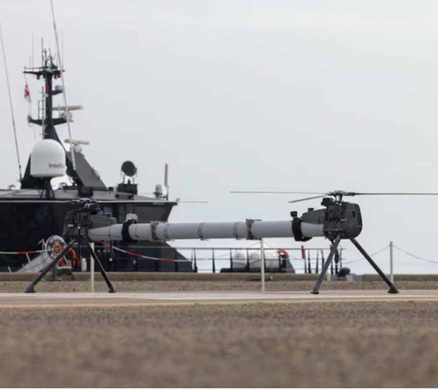 A view of Rotron uncrewed aircraft on deck prior to take off during exercise REPMUS24 in Portugal.