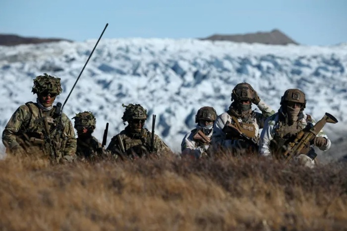 Danish soldiers take part in a military drill in Greenland, which Trump has repeatedly threatened to take over