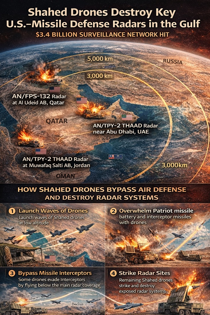 Shahed Drones Destroy Key U.S. Missile Defense Radars in Gulf